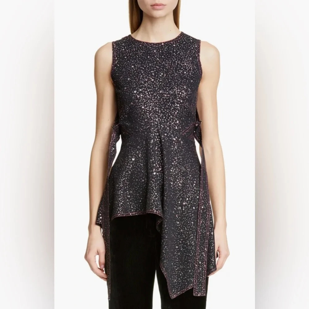 SIES MARJAN Genevieve asymmetric glittered crepe top - Picture 3 of 13